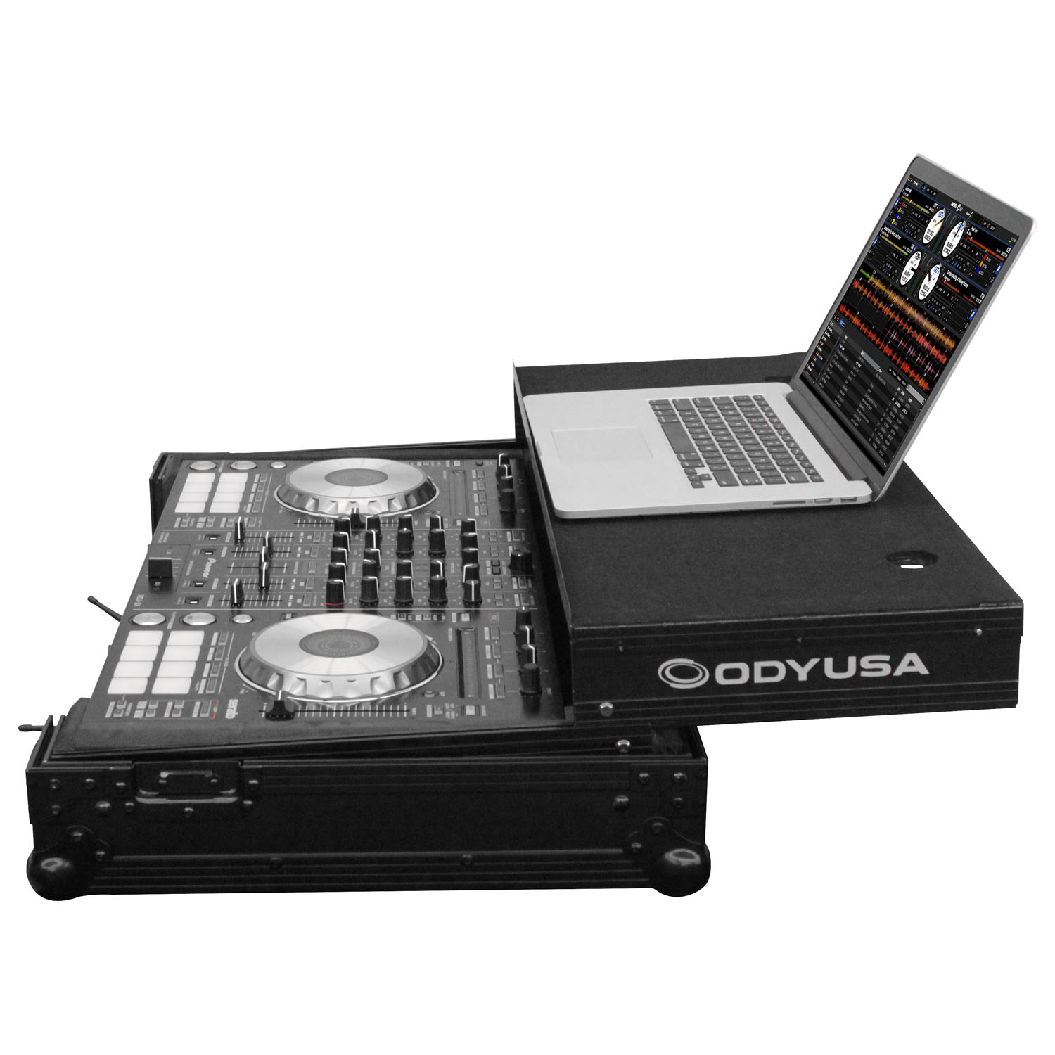 Black Pioneer DDJ-RX / SX / SX2 / SX3 Flight Case with 1U Rack Space and Glide Platform - Image 2