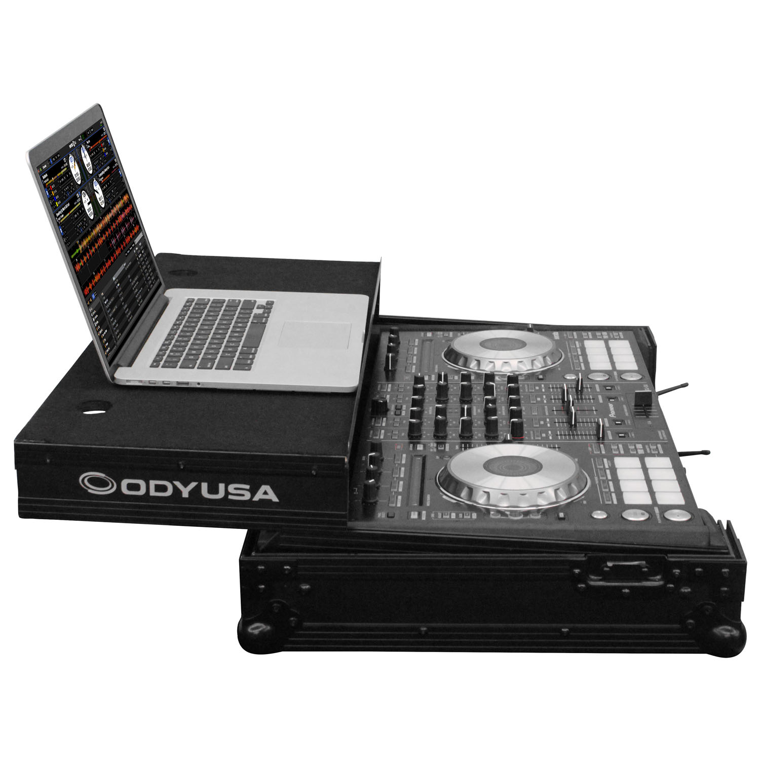 Black Pioneer DDJ-RX / SX / SX2 / SX3 Flight Case with 1U Rack Space and Glide Platform - Image 3