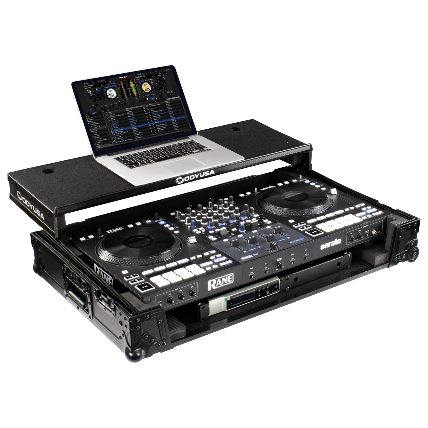 RANE FOUR Black Label 1U Flight Case with Glide Style Laptop Platform and Wheels - Image 2