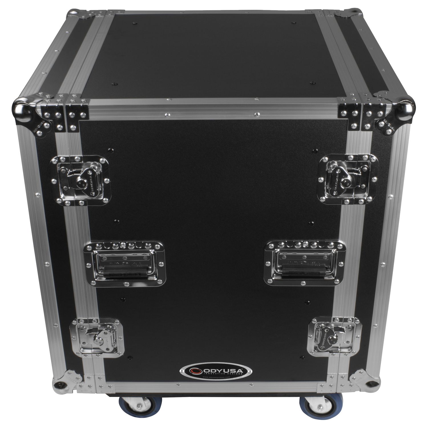 12U Shock Mount Rack Flight Case with Wheels - Image 2