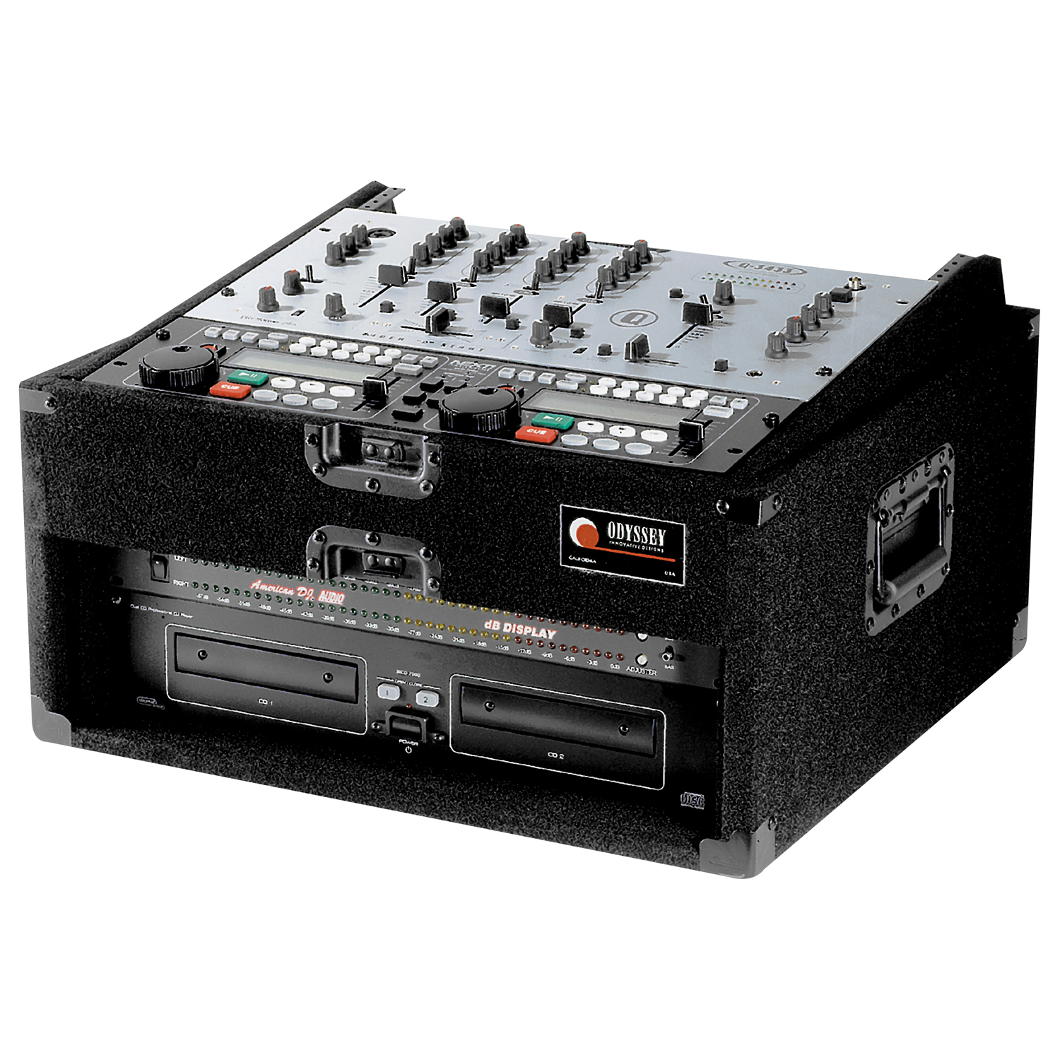 Pro 10U Top Slanted 3U Bottom Vertical Carpeted Rack Case