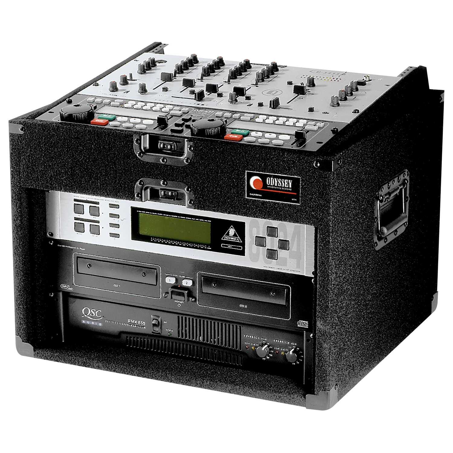 Pro 10U Top Slanted 6U Bottom Vertical Carpeted Rack Case